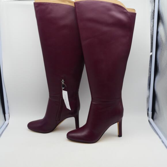 NEW Nine West Women's 5 WIDE CALF Sancha Knee High Boots Red Leather Heels - Picture 5 of 12